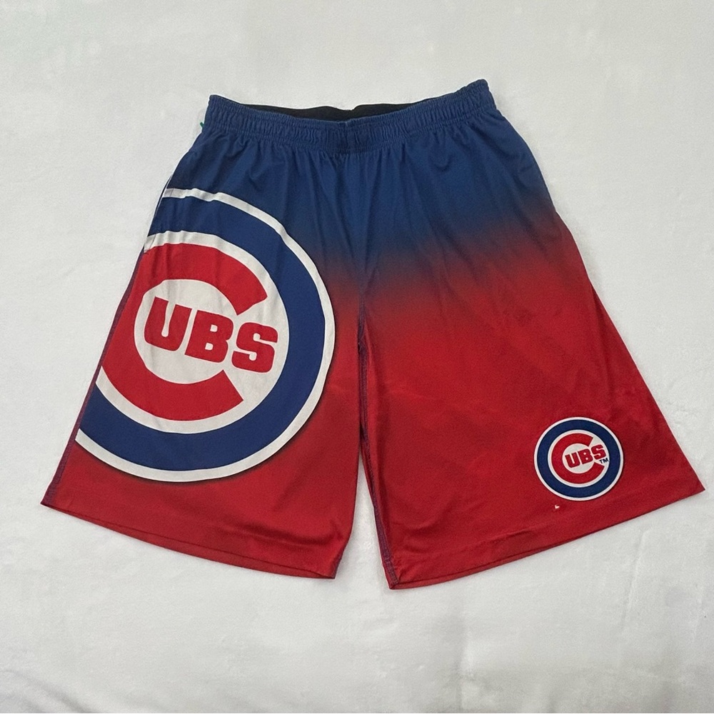 Chicago Cubs MLB Baseball Gradient Big Logo Training Basketball Shorts Men M/L